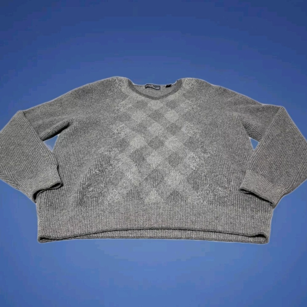 Hart Schaffner Marx Gray Diamond Cashmere Sweater, Men's Sz XL